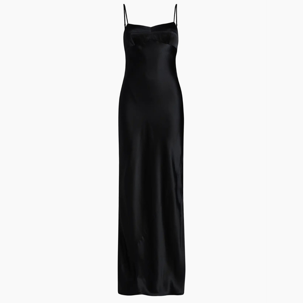 NEW RARE Amanda Uprichard BLACK Janeiro Silk Evening Gown Maxi Dress | Size Med - Picture 4 of 14